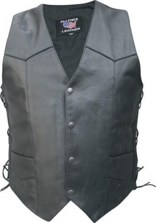 (image for) Men's Black Buffalo Leather side laced vest